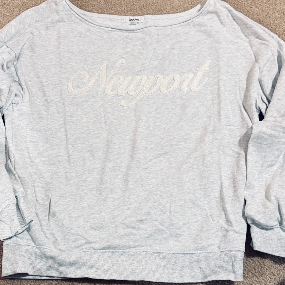 Garage Heather Gray Off-Shoulder Sweater